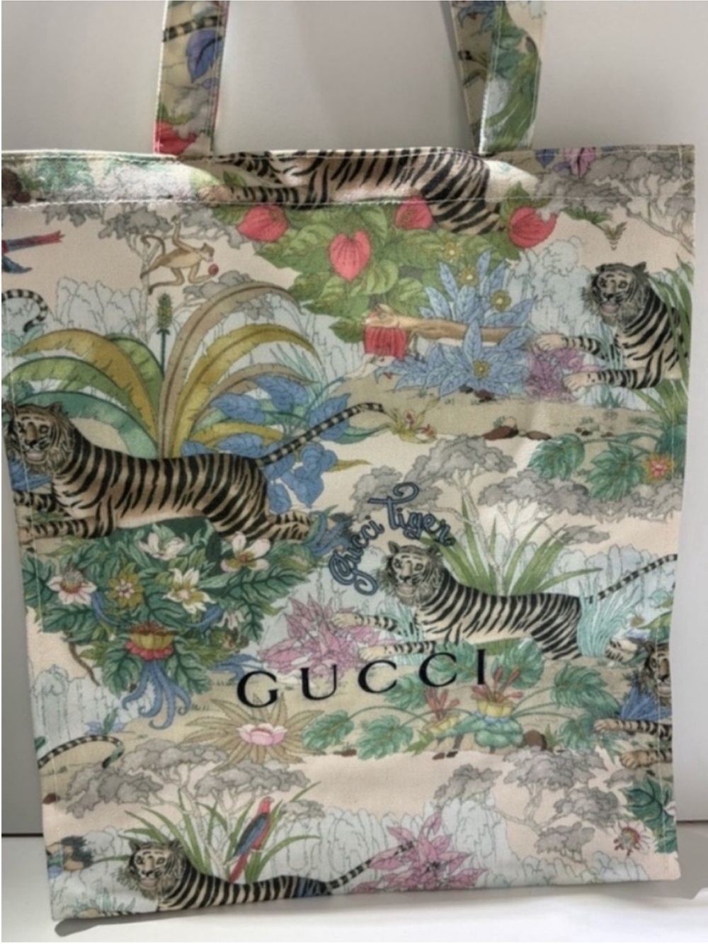 Gucci  Tiger Print shopping dust tote  bag